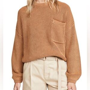 Demylee New York Women's Brown Crew Neck Ribbed Sweater